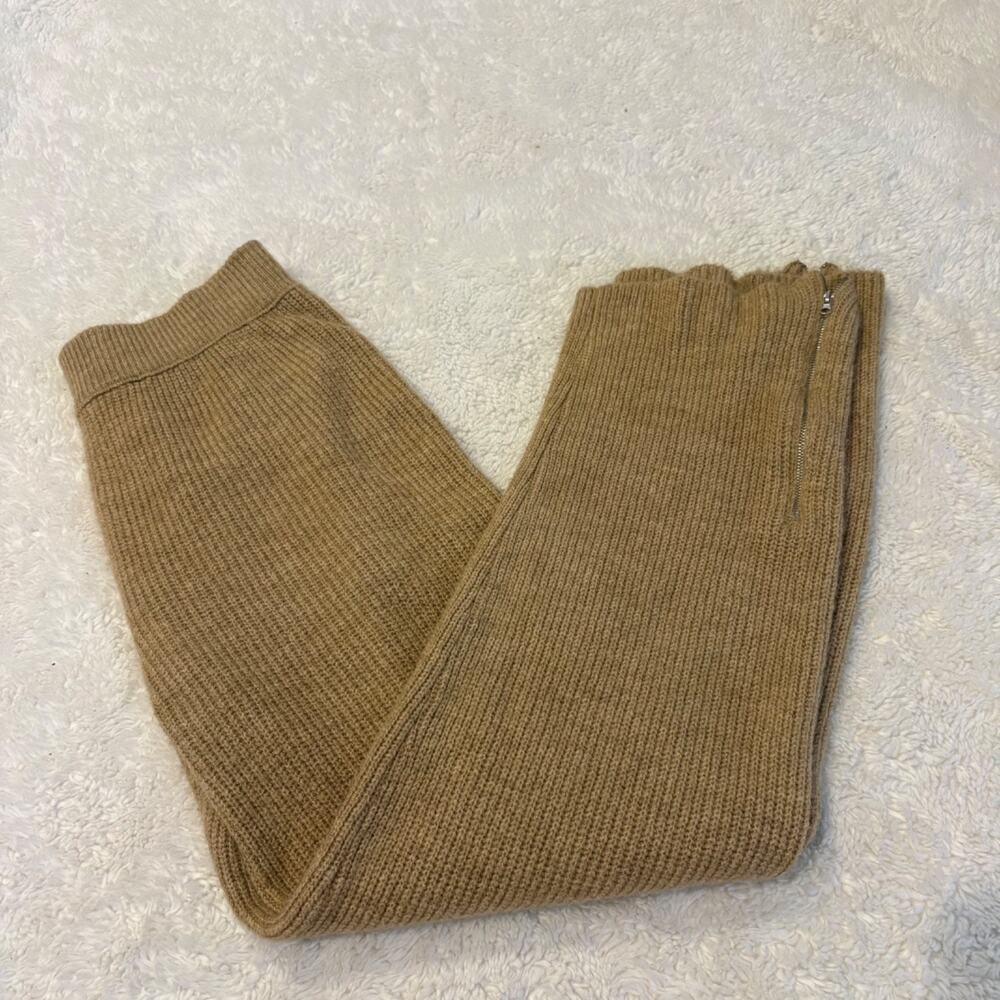 FP Movement Womens Ribbed Flare Knit Pants Tan Sz S Boho Indie Costal Casual